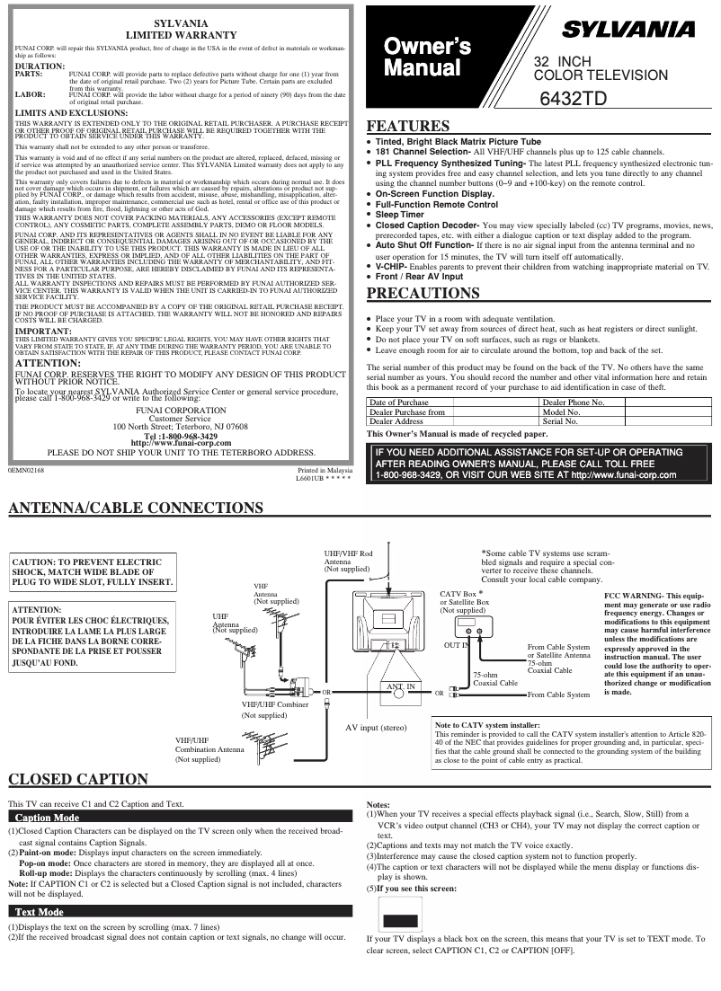 First page image of the manual for 6432TD