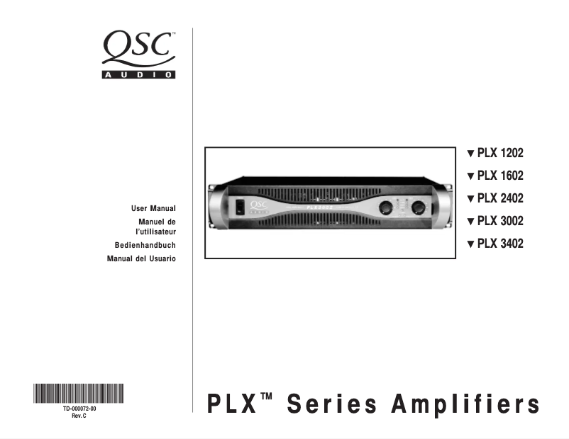 Page 1 of the manual User Manual QSC PLX1602