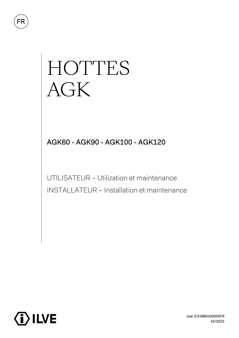 First page image of the manual for AGK120