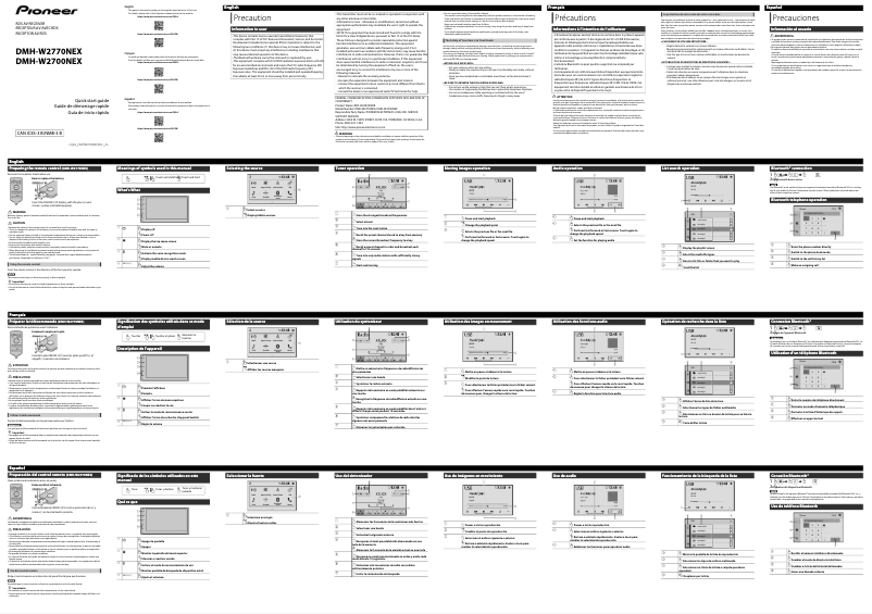 Page 1 of the manual Quick Start Guide Pioneer DMH-W2700NEX