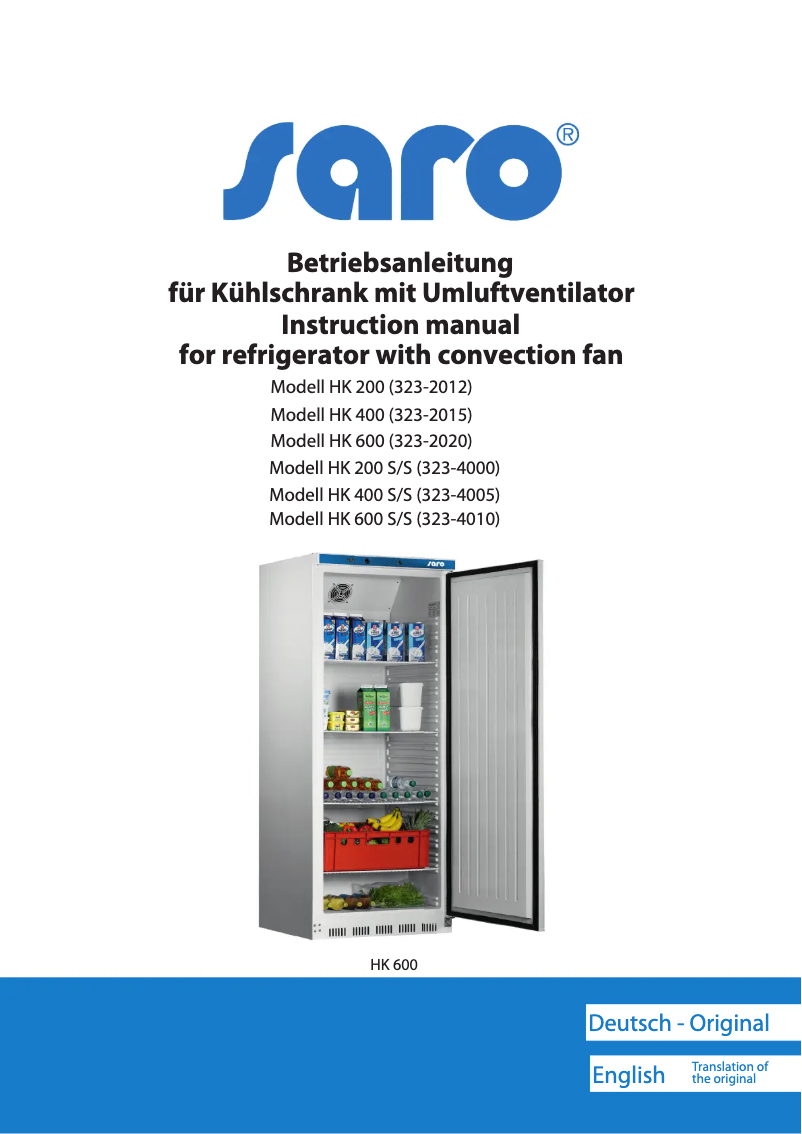 Page 1 de la notice Manuel utilisateur Saro HK 200