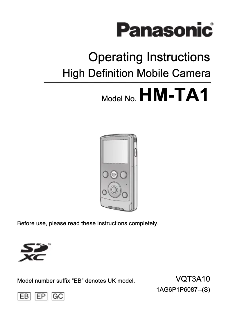 First page image of the manual for HM-TA1GC