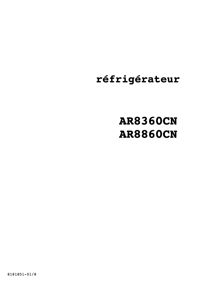 First page image of the manual for AR8360CN