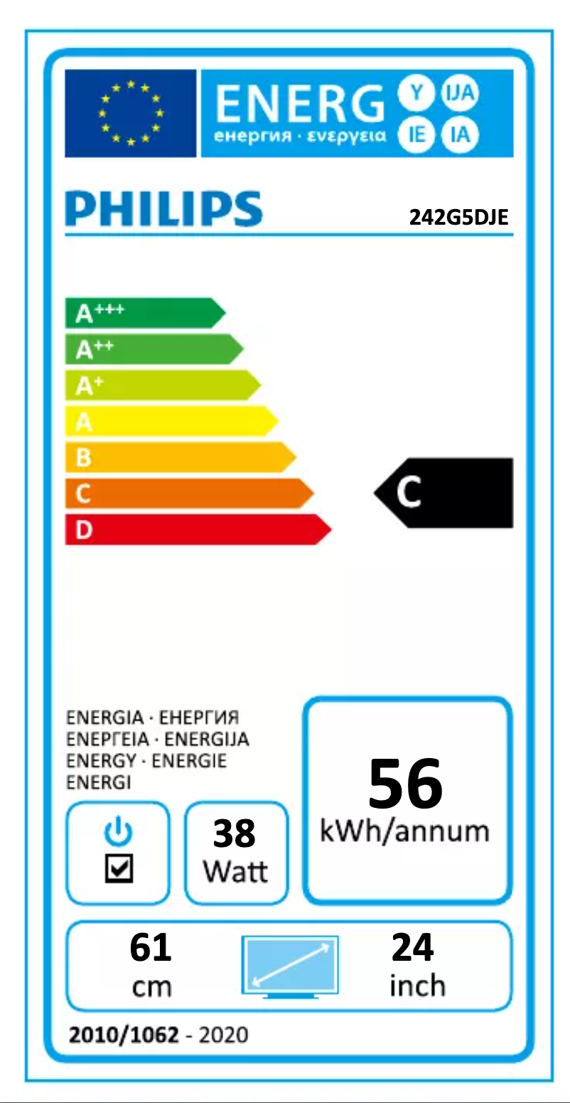 Page 1 of the manual Energy Label Philips Brilliance 242G5DJEB