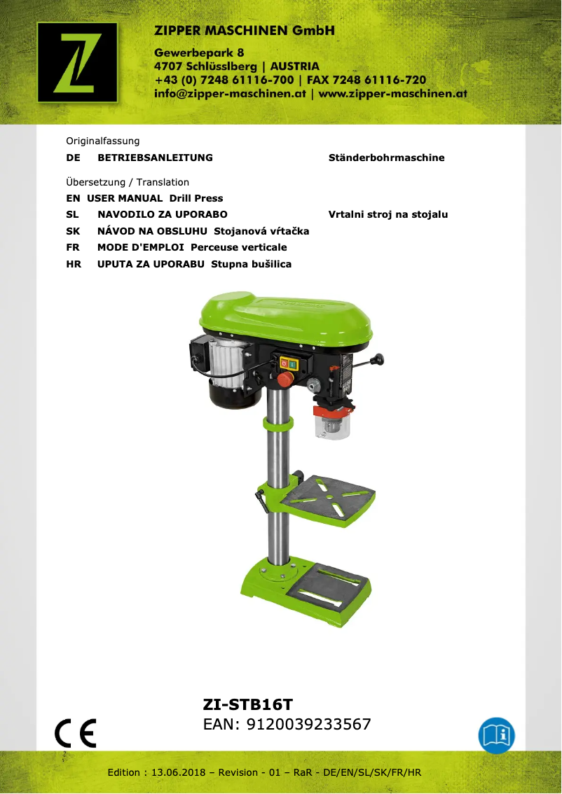 First page image of the manual for ZI-STB16T