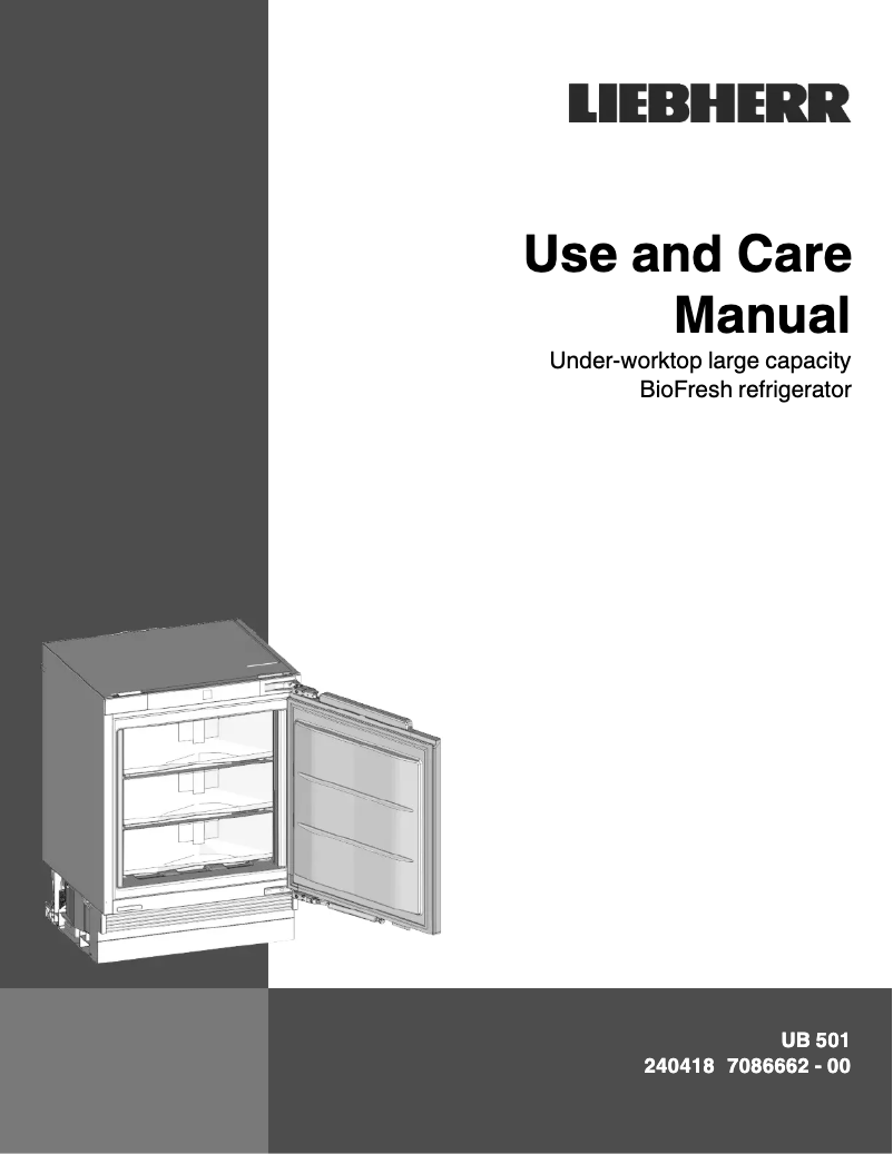 Page 1 of the manual User Manual Liebherr UB 501