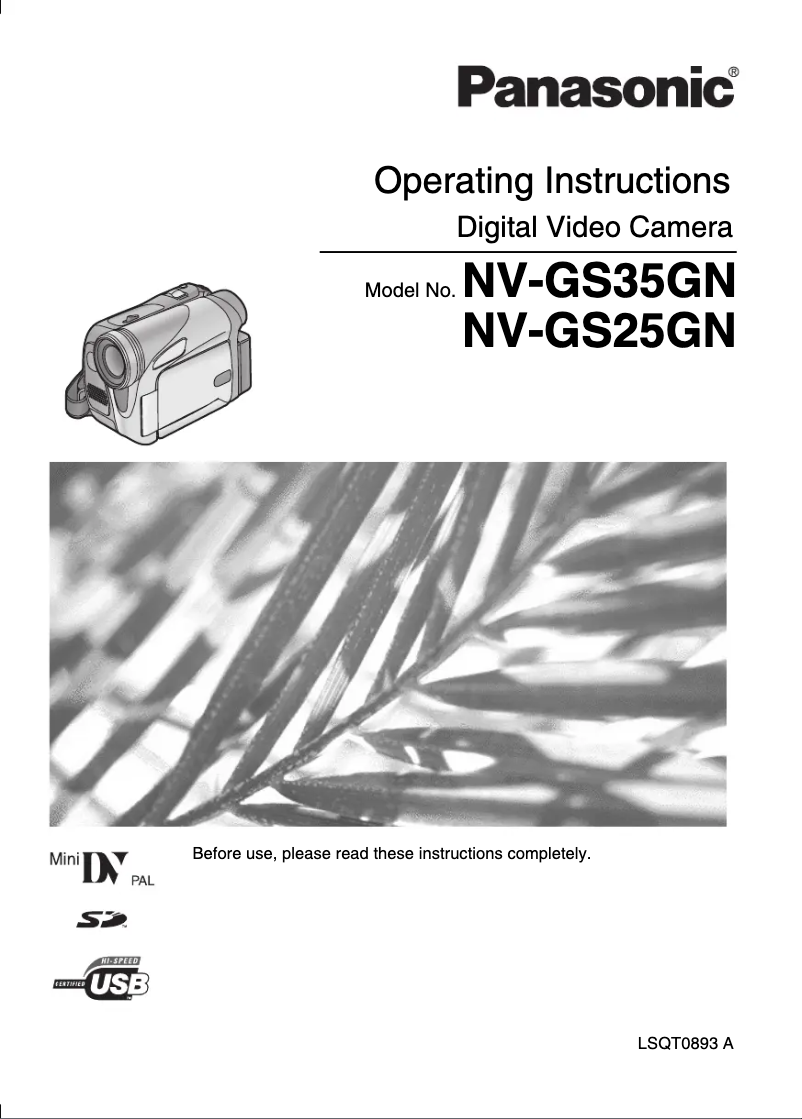 First page image of the manual for NV-GS35GN