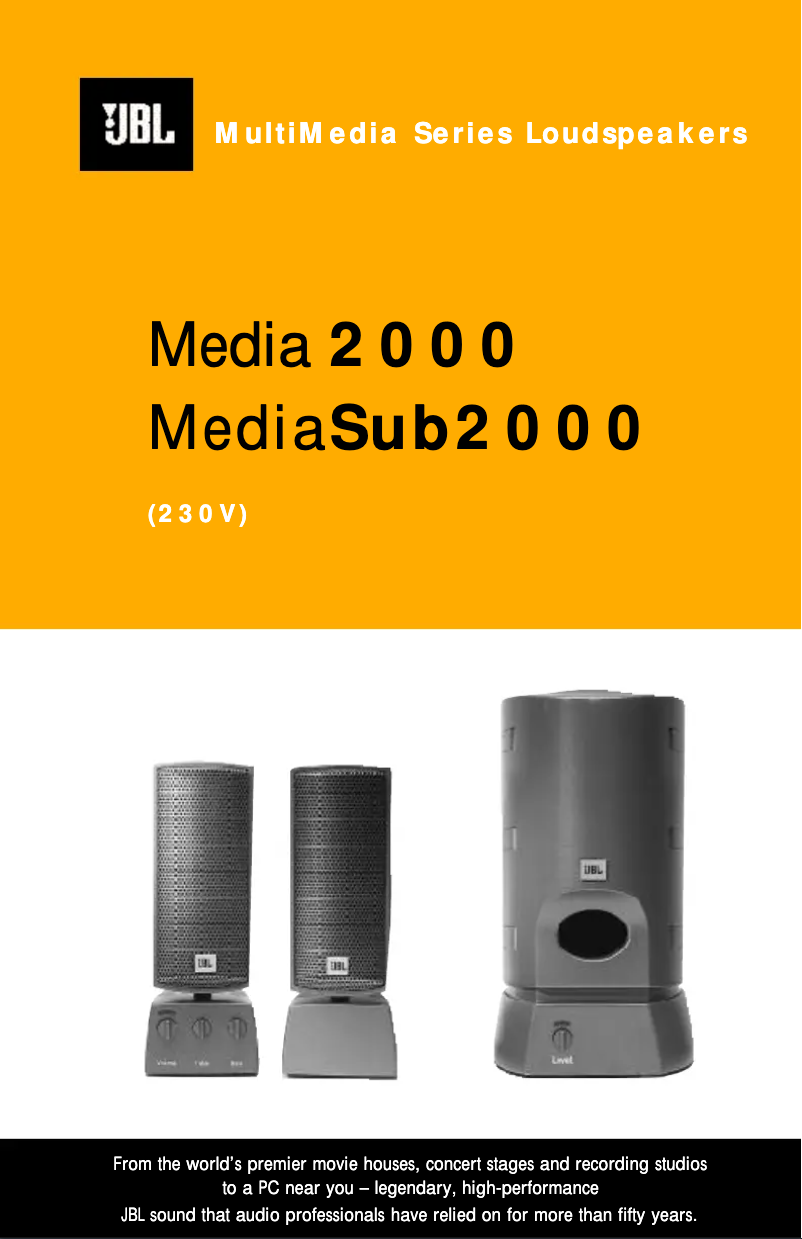 Page 1 of the manual User Manual JBL Media Sub 2000