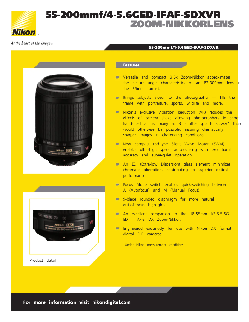 First page image of the manual for AF-S 55-200mm f/4-5.6G ED DX