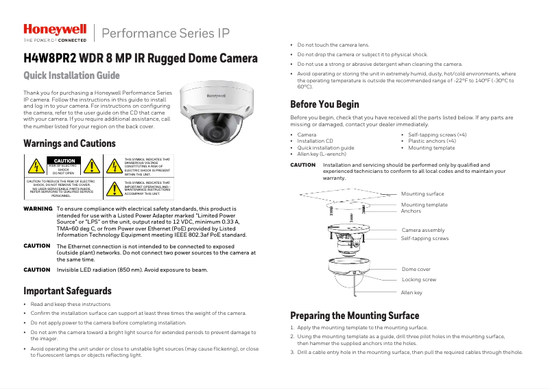 First page image of the manual for Performance H4W8PR2