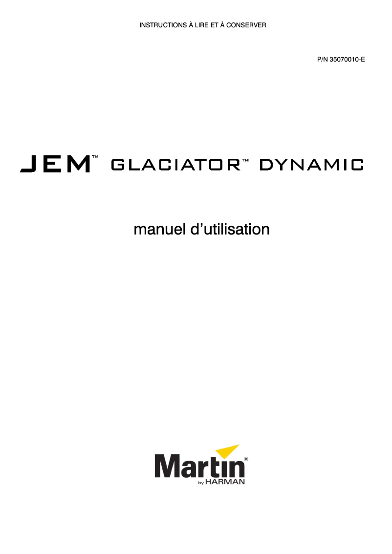 First page image of the manual for JEM Glaciator Dynamic