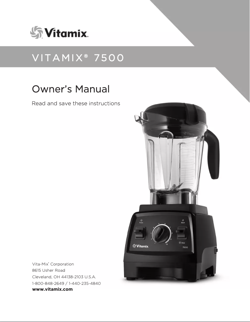 Page 1 of the manual User Manual Vitamix 7500