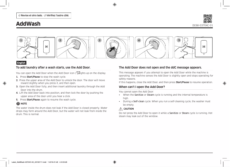 Page 1 of the manual User Manual Samsung WD18B6400KV