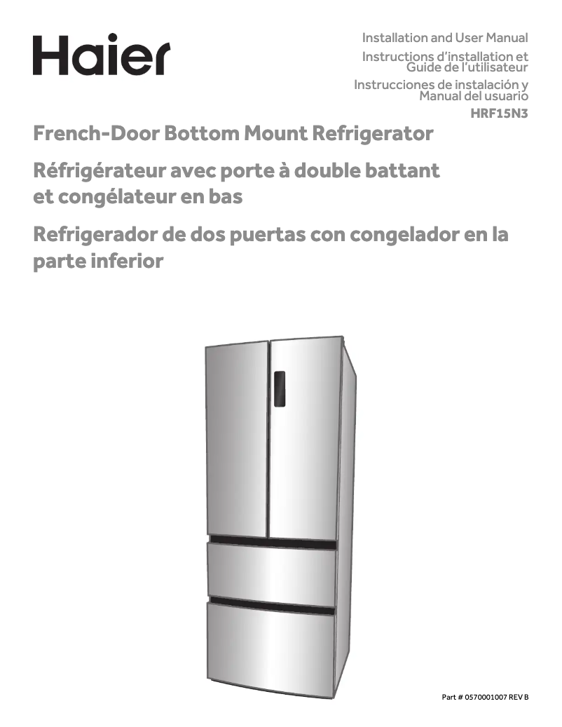 First page image of the manual for HRF15N3BGF