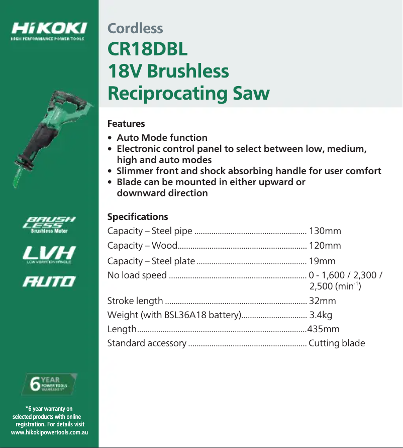 First page image of the manual for CR18DBL