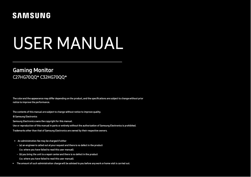 Page 1 of the manual User Manual Samsung C27HG70QQI