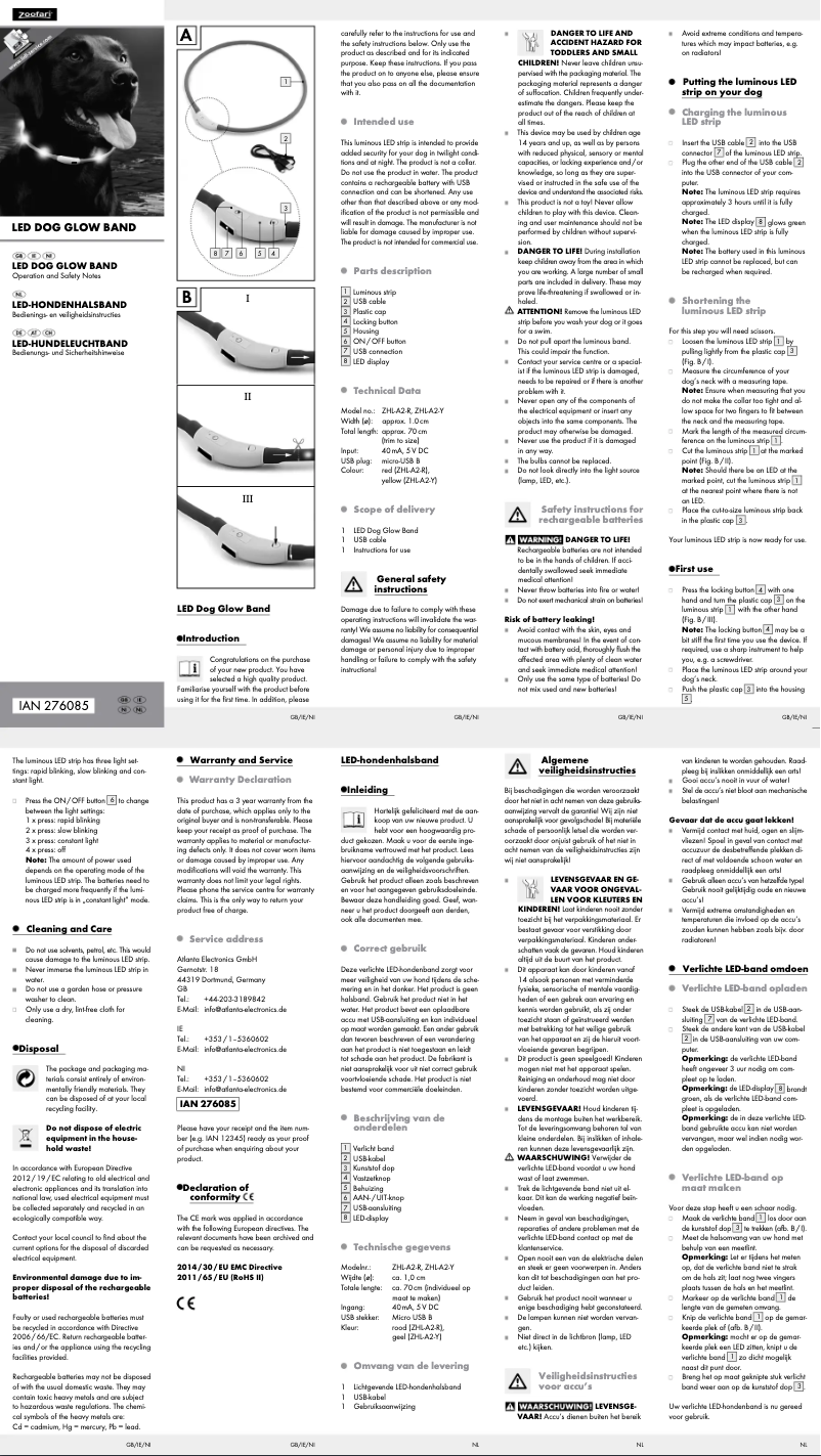 First page image of the manual for IAN 276085
