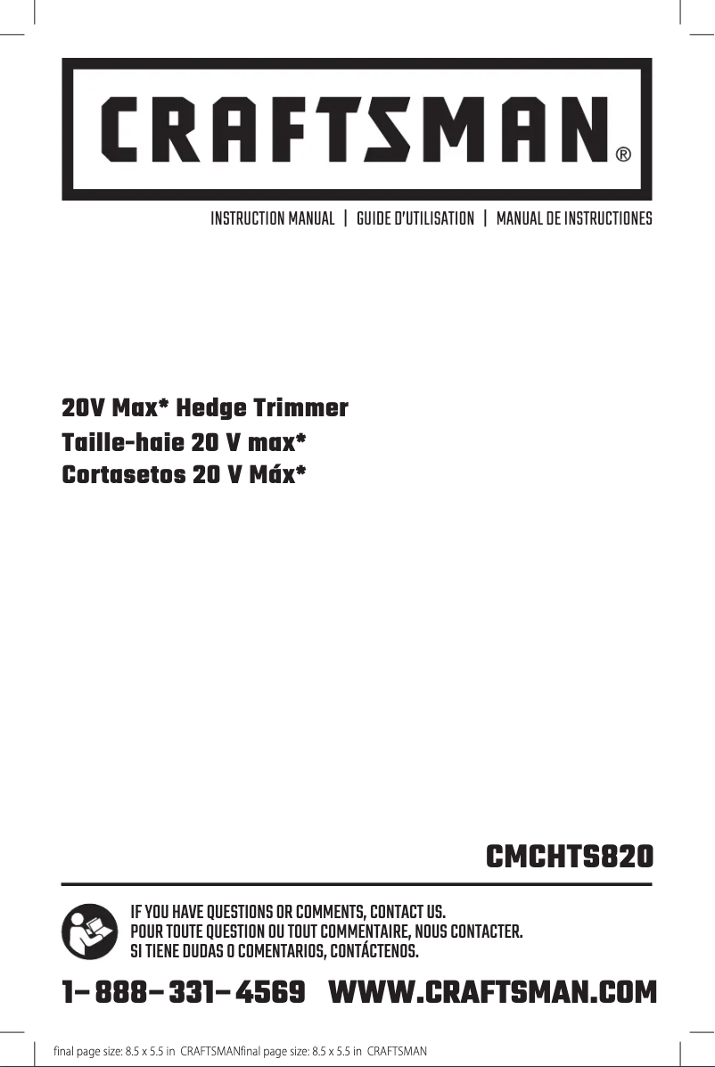 First page image of the manual for CMCHTS820D1