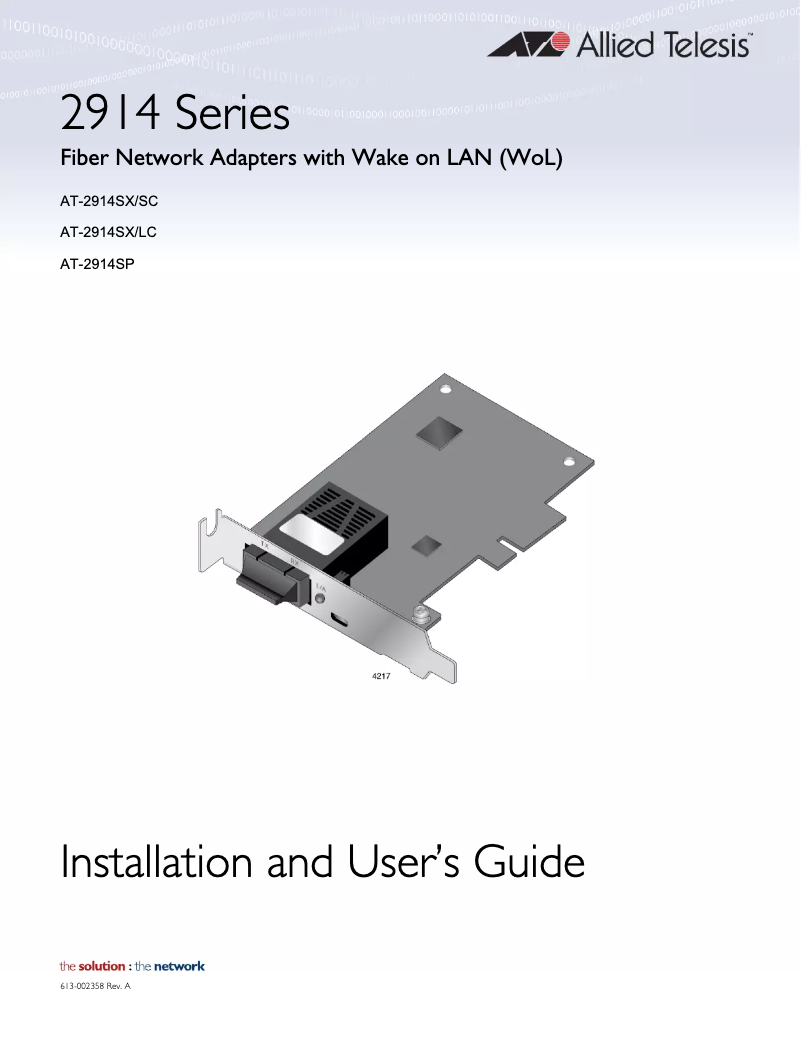 Page 1 de la notice Manuel utilisateur Allied Telesis 2914SP