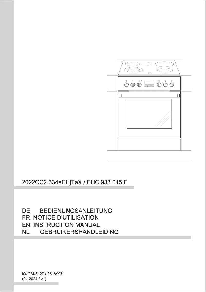 First page image of the manual for EHC 933 015 E