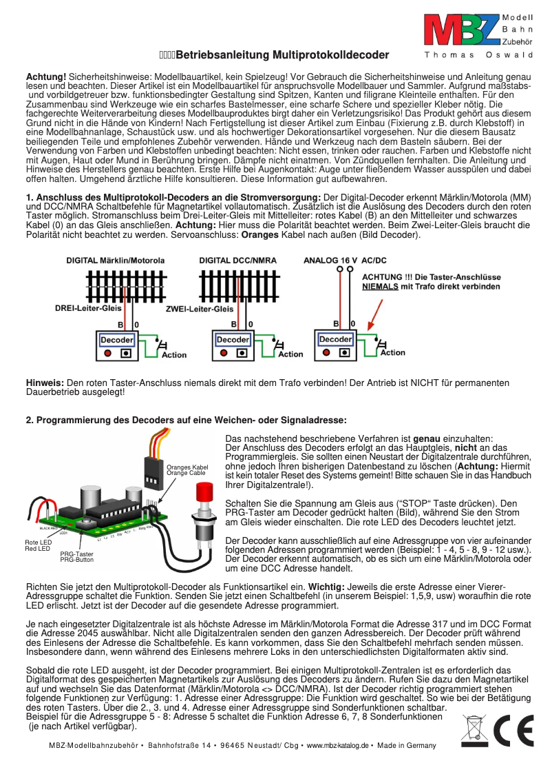 Page 1 of the manual User Manual MBZ 73005