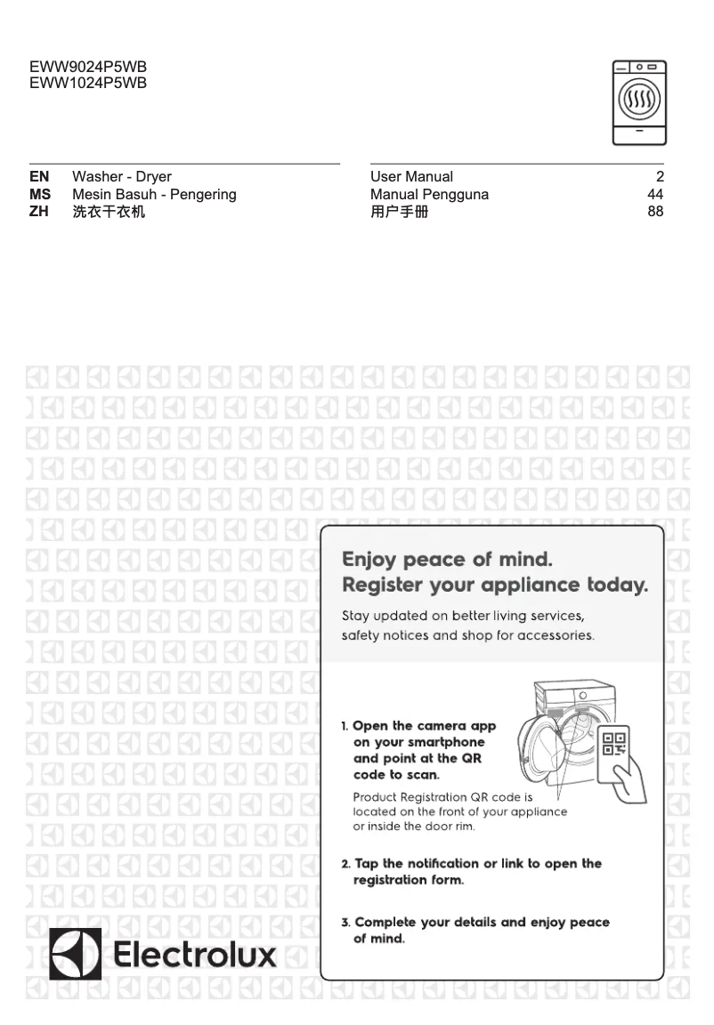 Page 1 of the manual User Manual Electrolux EWF1024P5WB