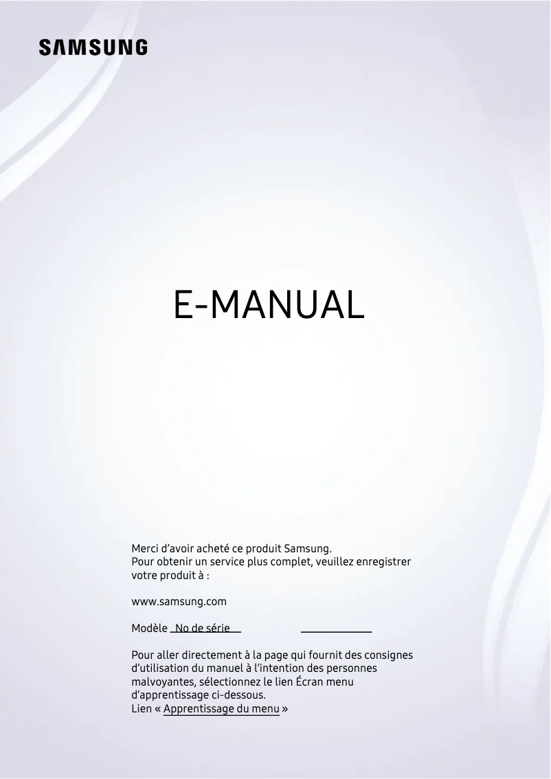 First page image of the manual for QN55LS01BAF