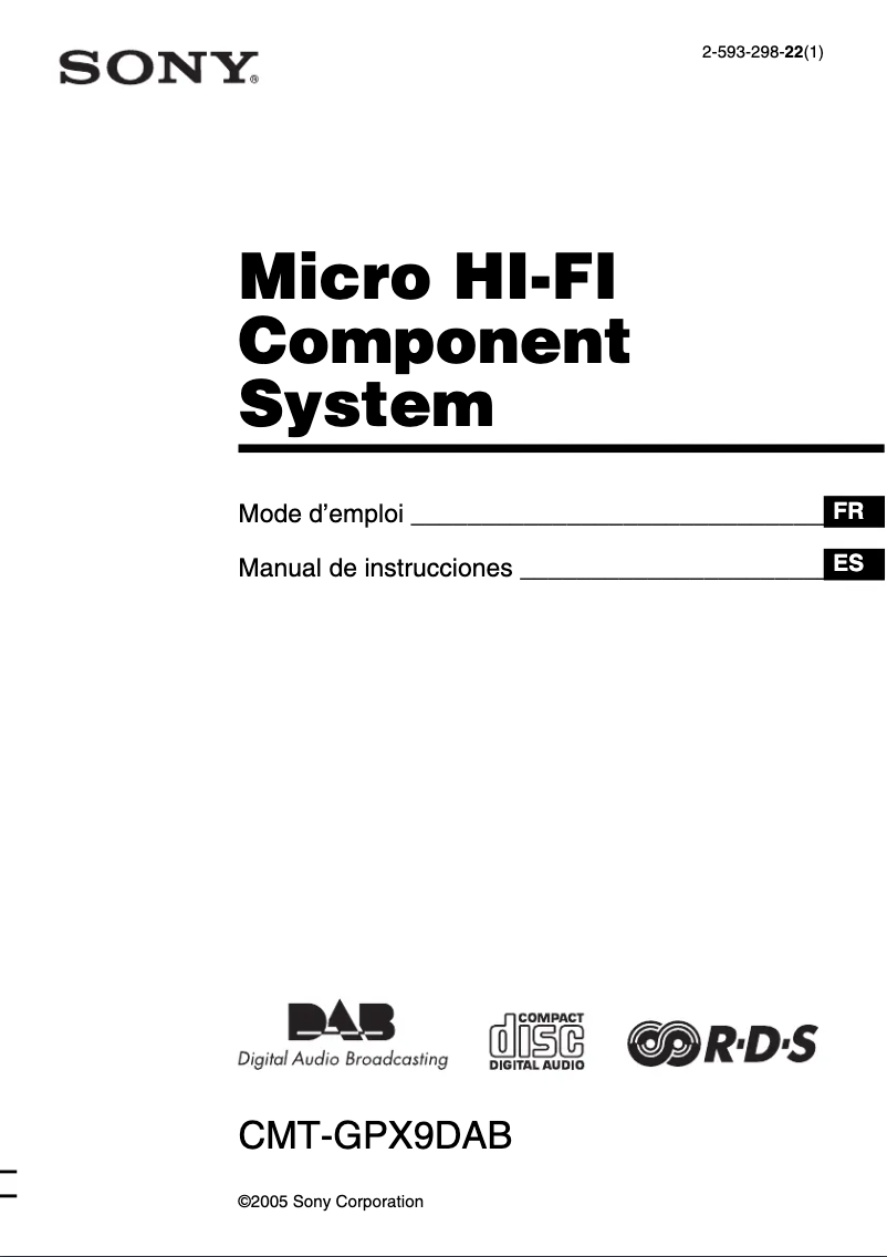 First page image of the manual for CMT-GPX9DAB