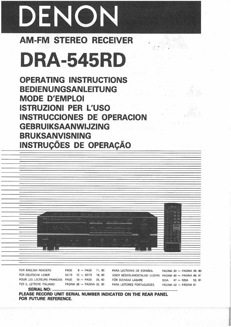First page image of the manual for DRA-545RD