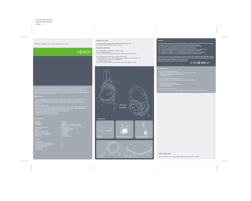 First page image of the manual for MITNC100