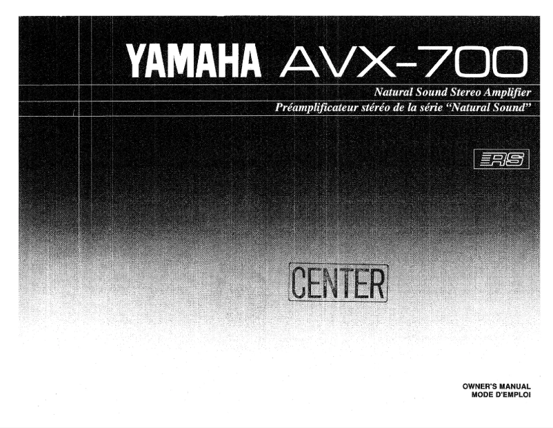 First page image of the manual for AVX-700