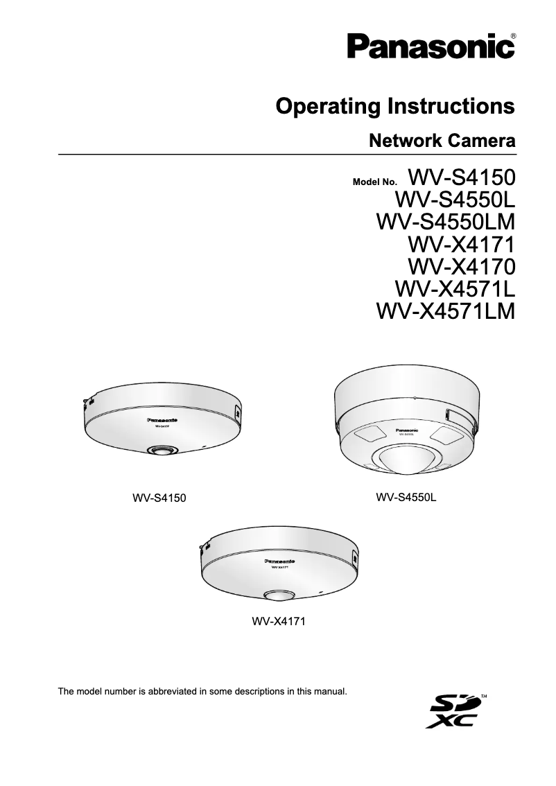 Page 1 of the manual User Manual Panasonic WV-X4171