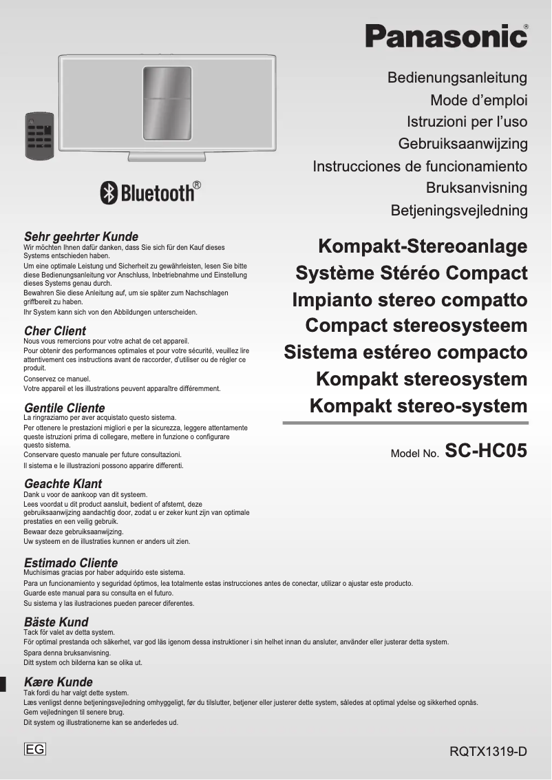 Page 1 of the manual User Manual Panasonic SC-HC05