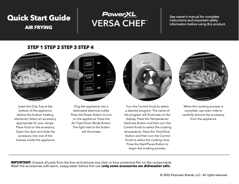 First page image of the manual for Versa Chef  MC-001-1S
