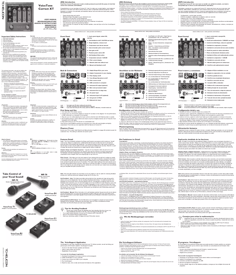 Page 1 of the manual User Manual TC Helicon VoiceTone Correct XT