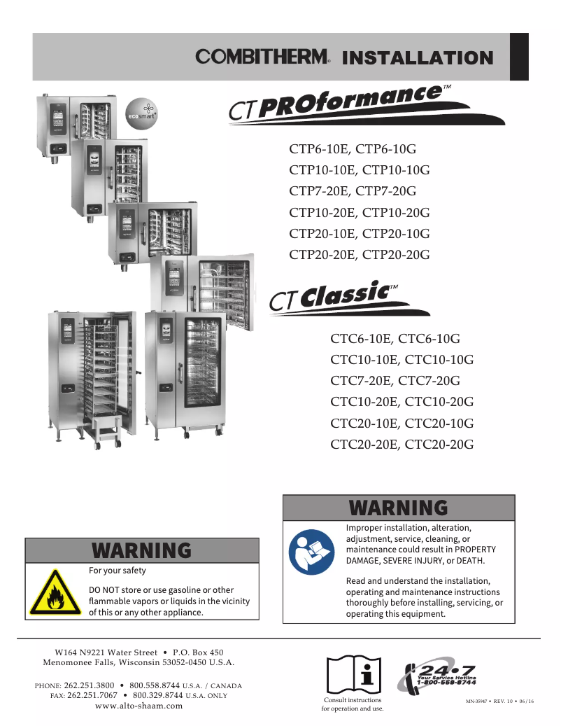 First page image of the manual for Combitherm Proformance CTP7-20G N208-240