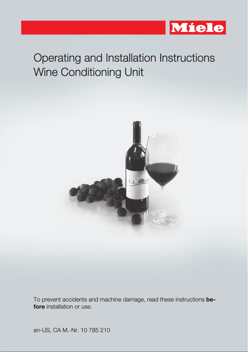 Page 1 of the manual Installation Guide Miele MasterCool KWT 2601 Vi