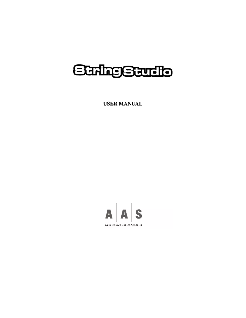 Page 1 of the manual User Manual AAS String Studio VS-1