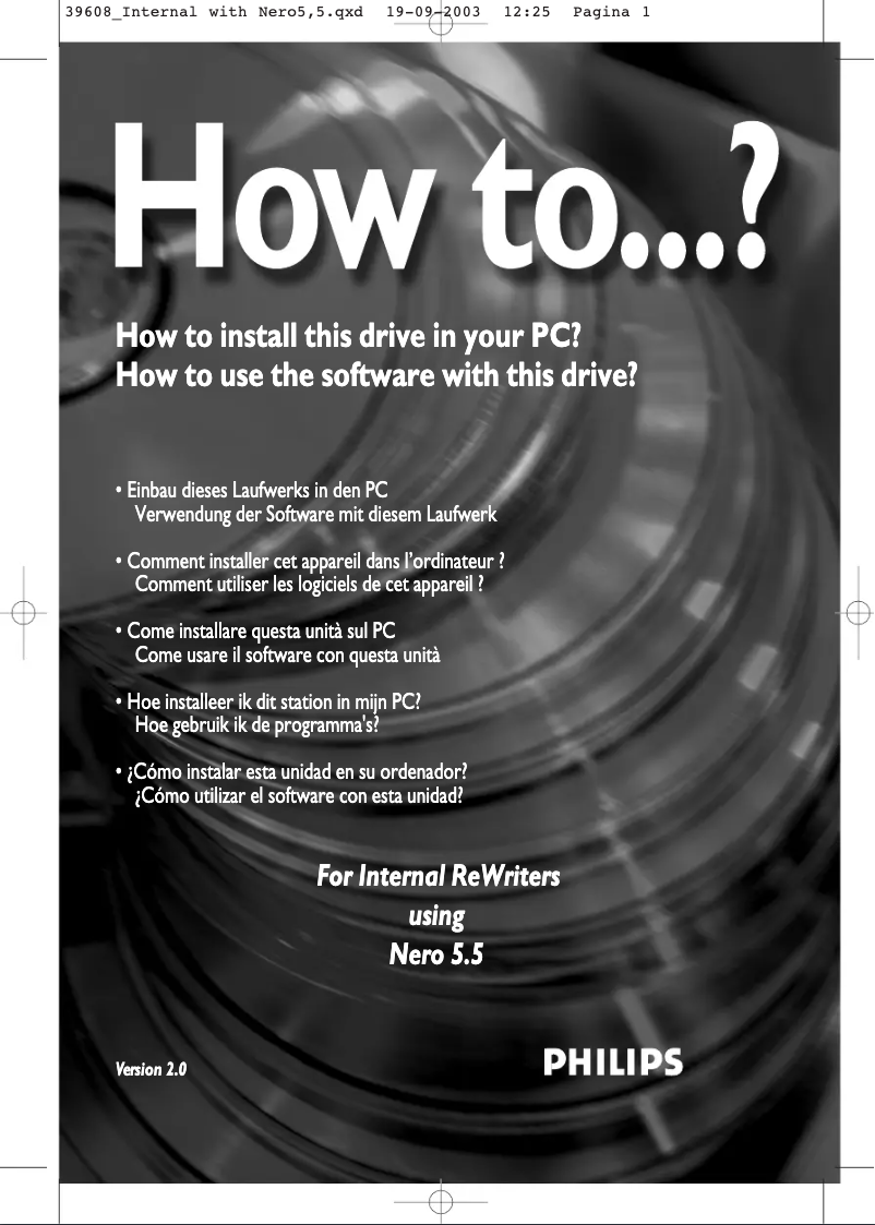 First page image of the manual for PCRW5232K