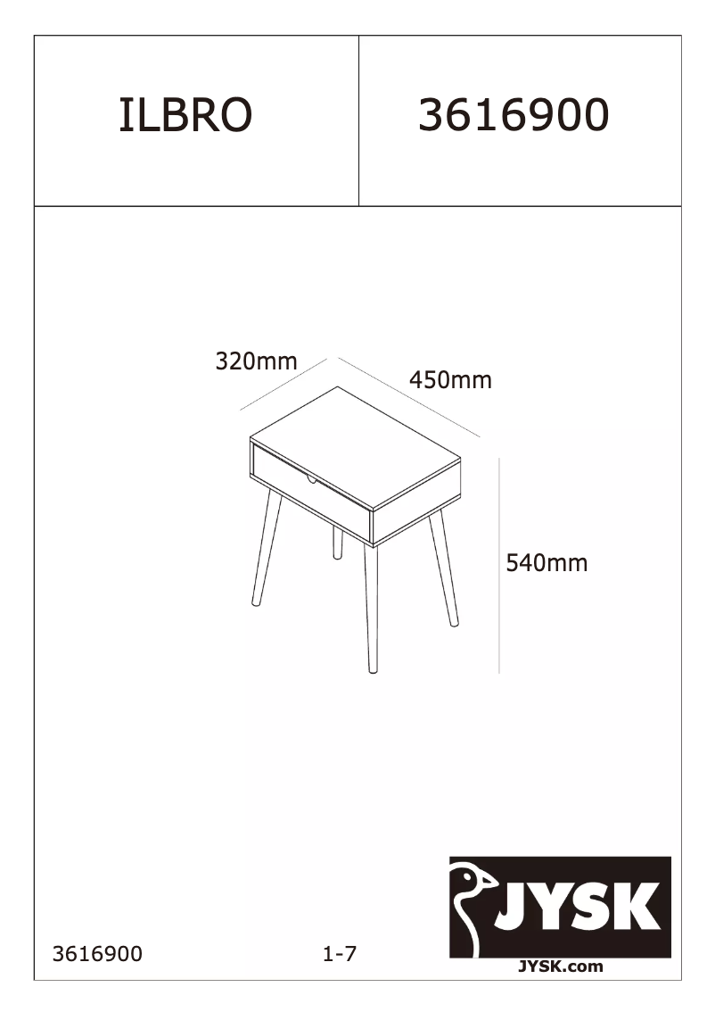 Page 1 of the manual User Manual JYSK Ilbro