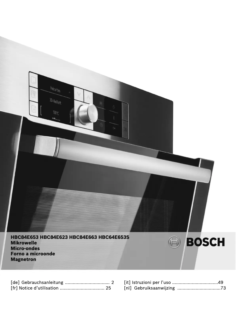 First page image of the manual for HBC84E663
