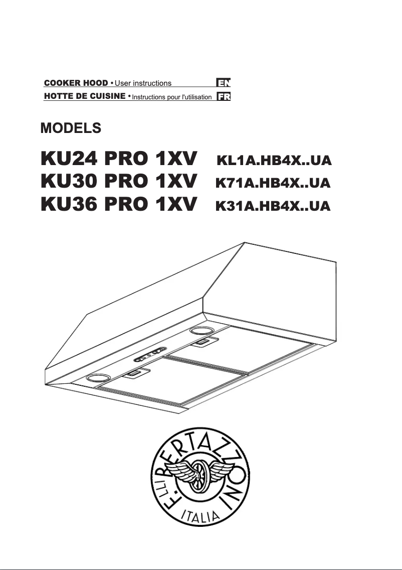 First page image of the manual for KU36PRO1XV
