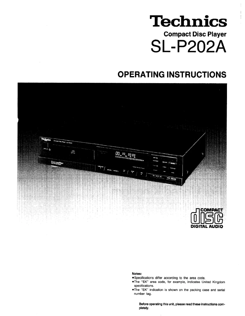 Page 1 of the manual User Manual Technics SL-P202