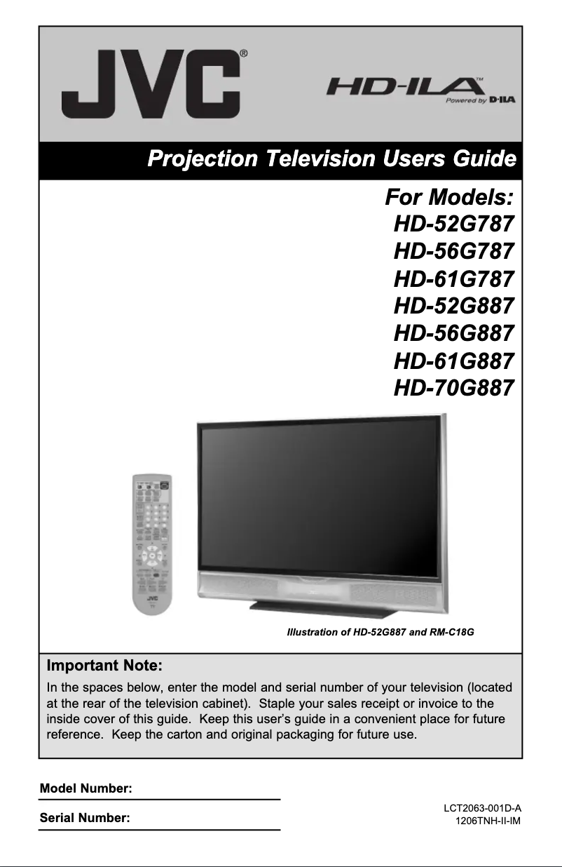 First page image of the manual for HD-52G787