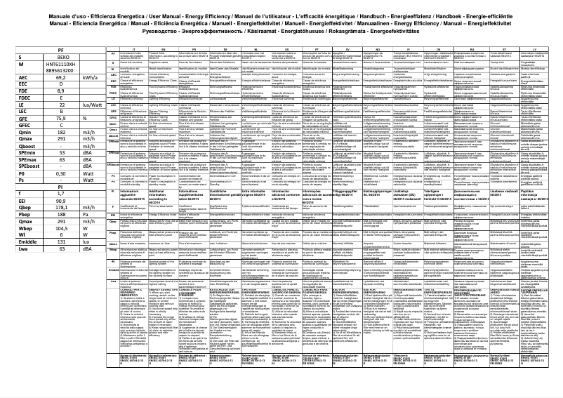 First page image of the manual for HNT61110XH