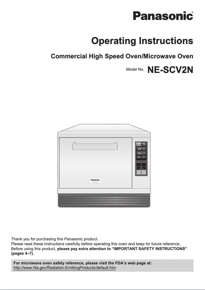 First page image of the manual for SonicChef NE-SCV2N