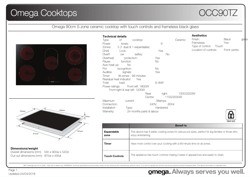 First page image of the manual for OCC90TZ