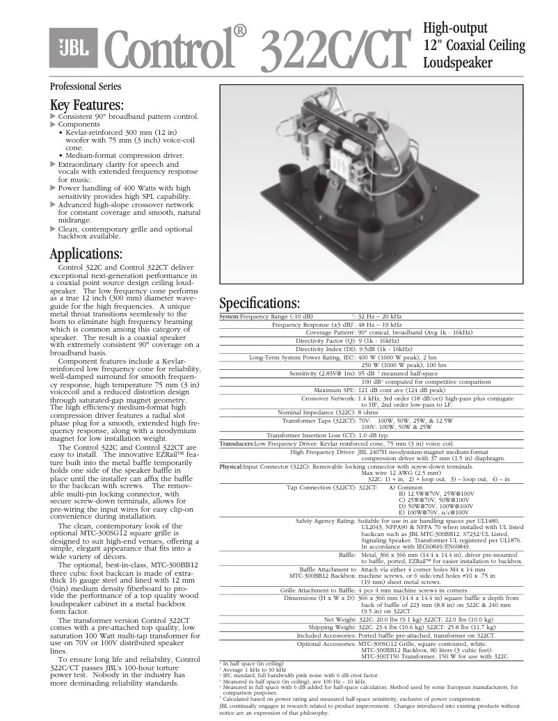 First page image of the manual for Control 322CT