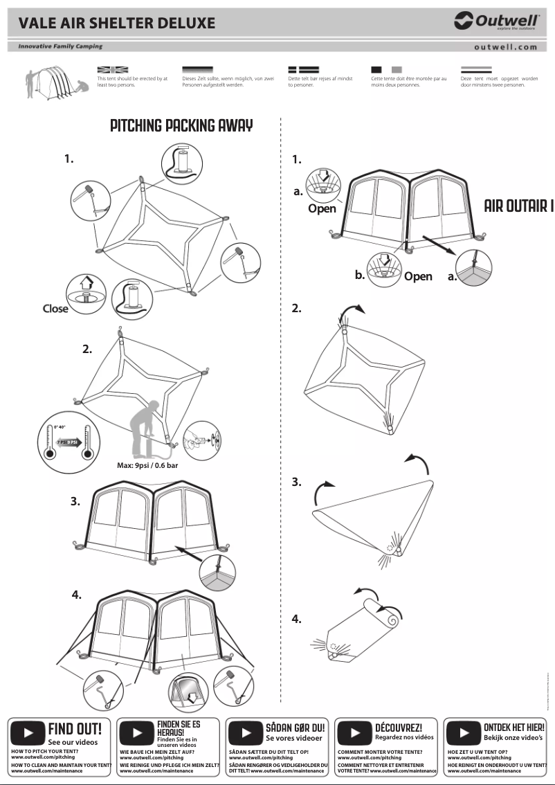 Page 1 of the manual User Manual Outwell Vale Air Shelter Deluxe
