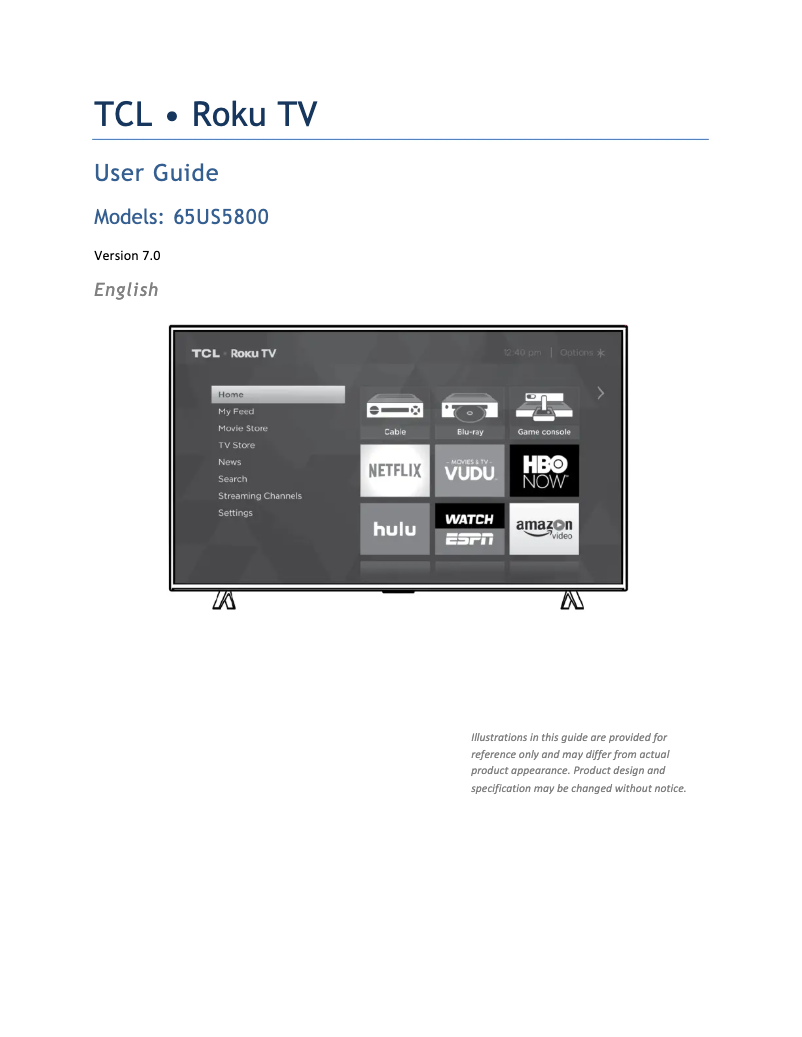 Page 1 of the manual User Manual TCL 65US5800